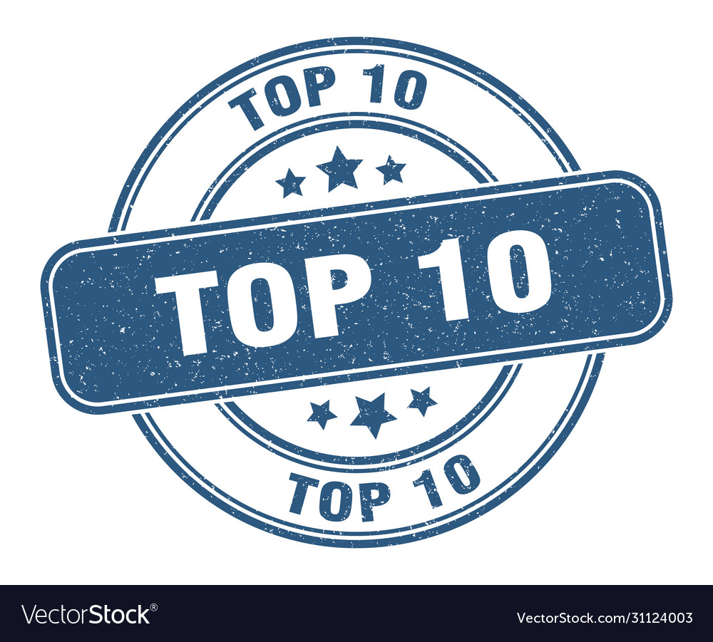 Top 10 Stempel Etikett runde Grunge Zeichen