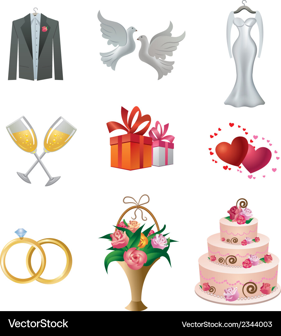 Wedding icon set Royalty Free Vector Image - VectorStock