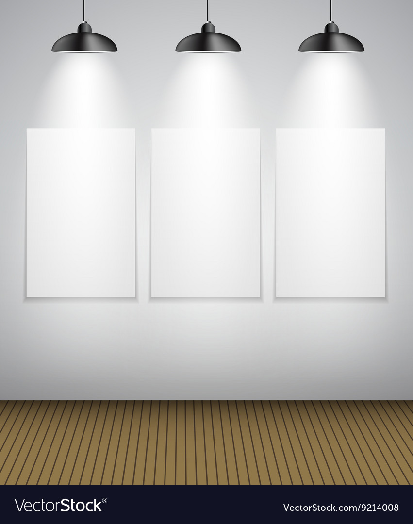 Abstract gallery background with lighting lamp