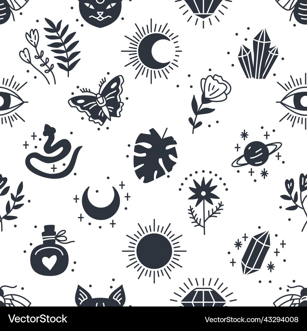 Elegant celestial seamless pattern with boho Vector Image