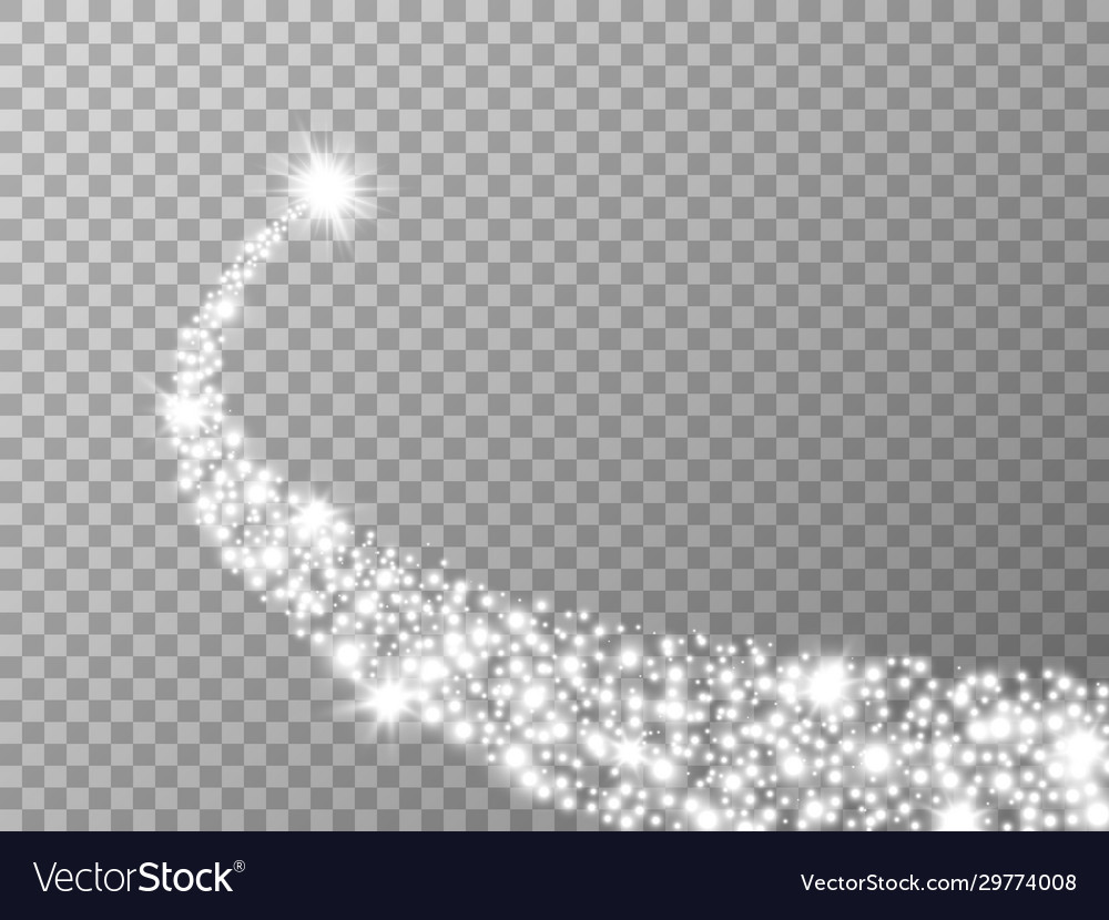 Glittering star on transparent backdrop silver