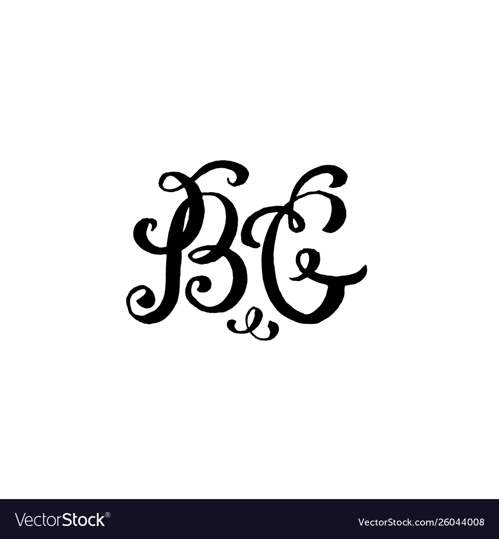 Hand drawn letters b and g for wedding logo Vector Image