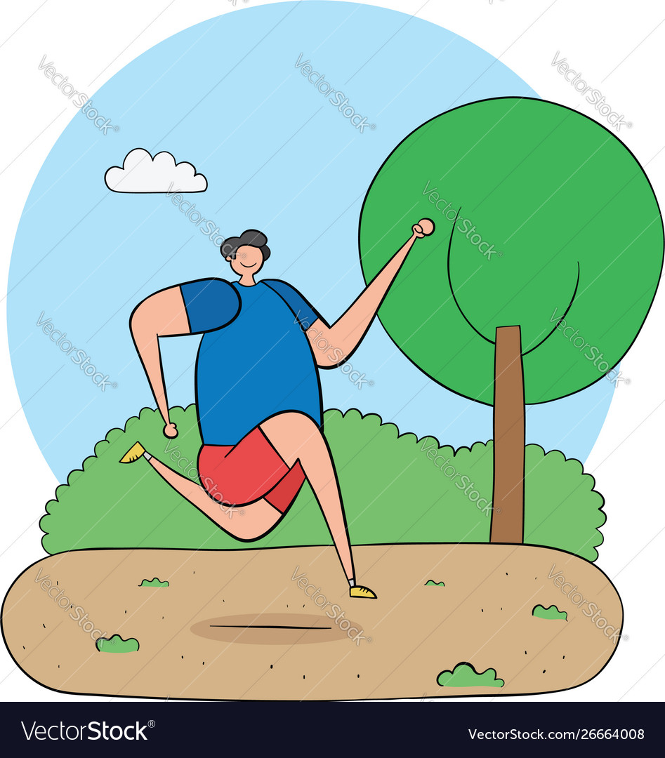 Man jogging in woods Royalty Free Vector Image