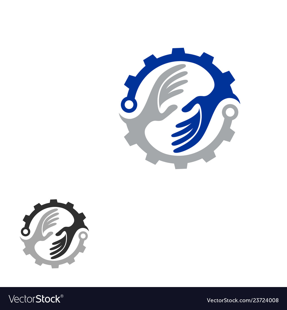 Tech helping hand concept logo