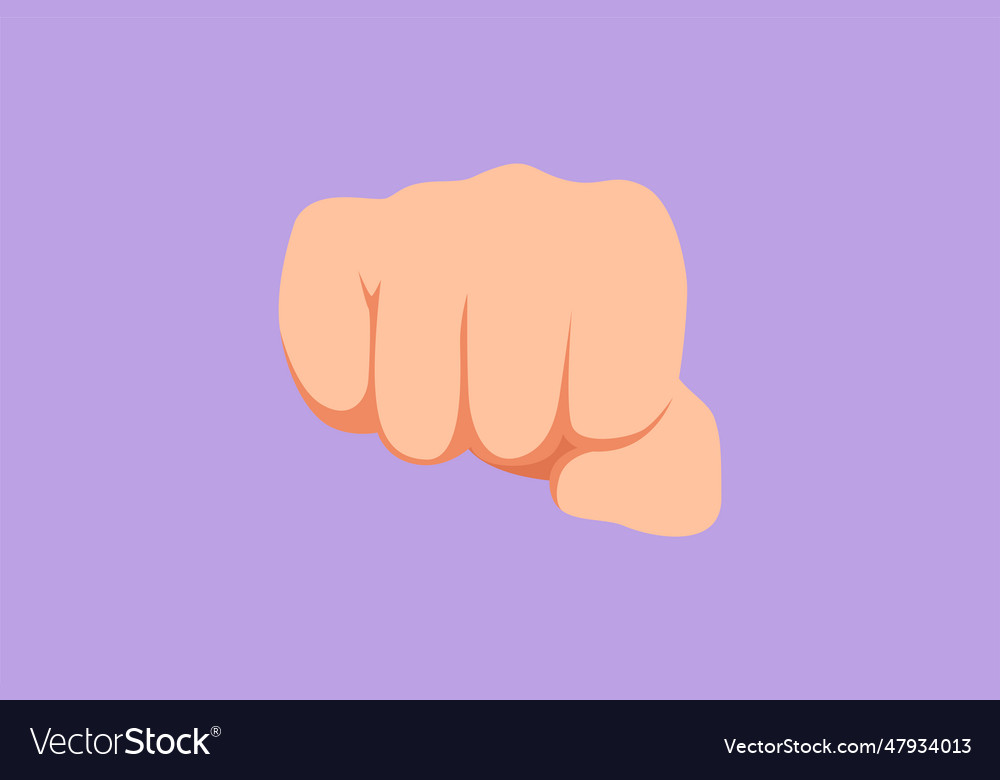 Cartoon flat style drawing punch fist hand