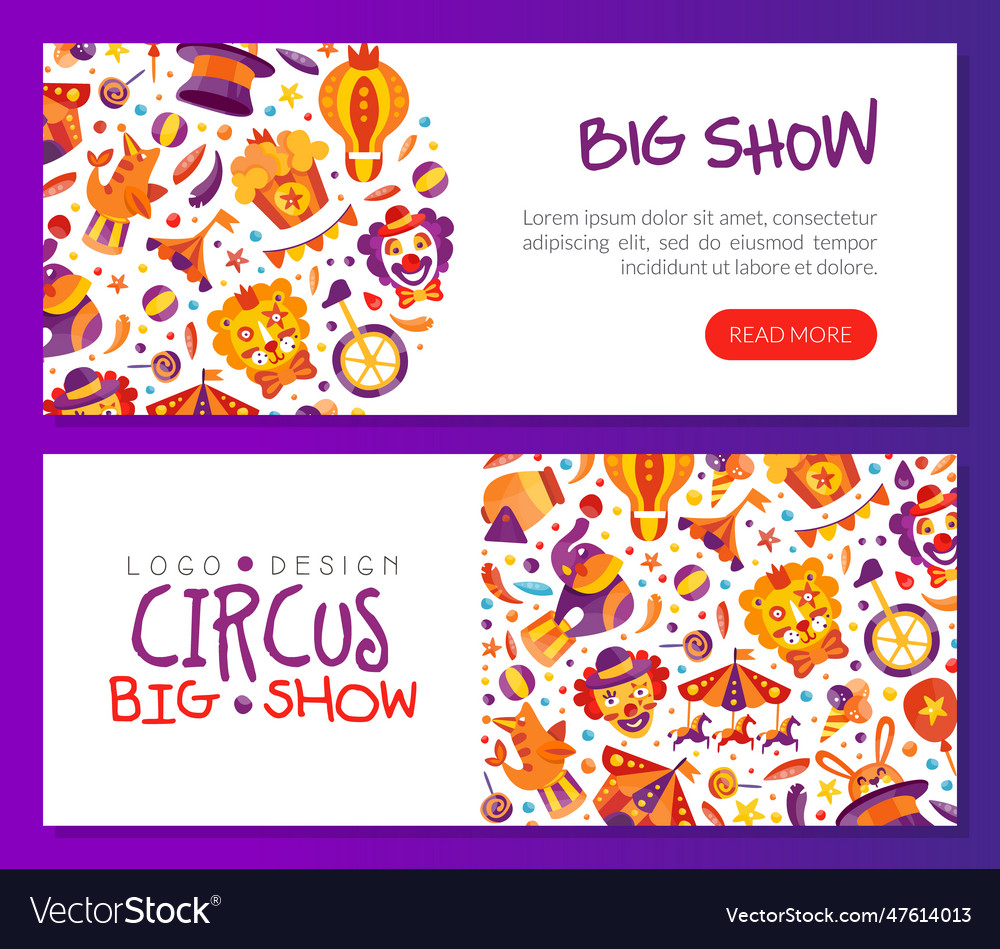 Circus show banner design with fairground Vector Image