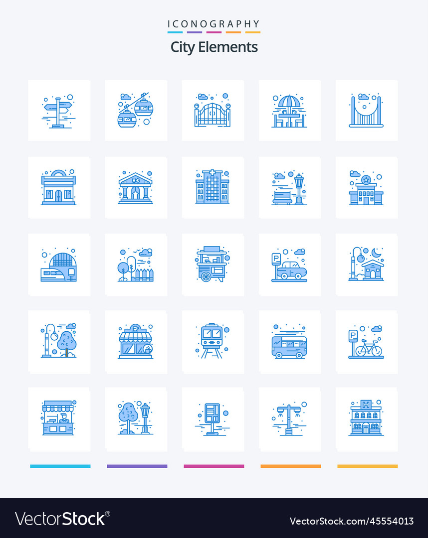 Creative city elements 25 blue icon pack