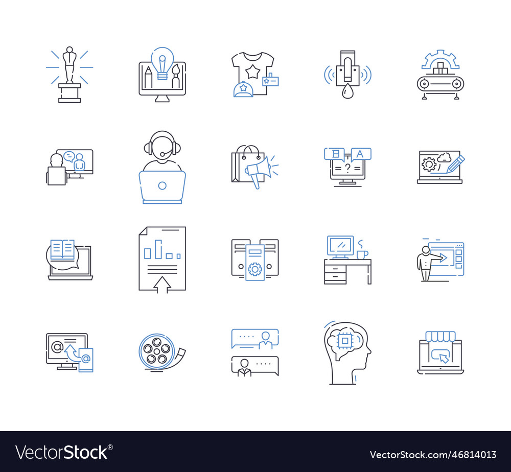 Data platforms line icons collection analytics Vector Image