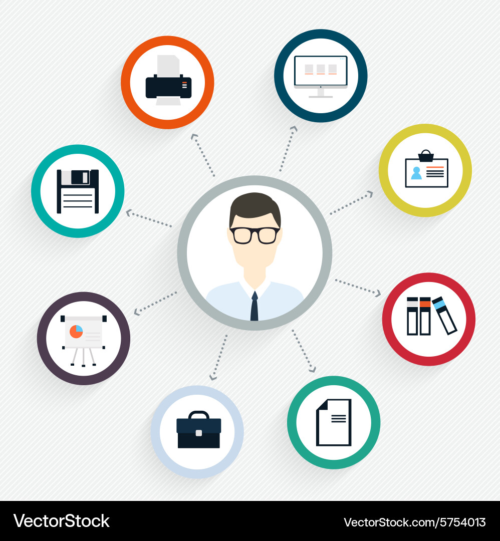 Flat customer office concept - icons Royalty Free Vector