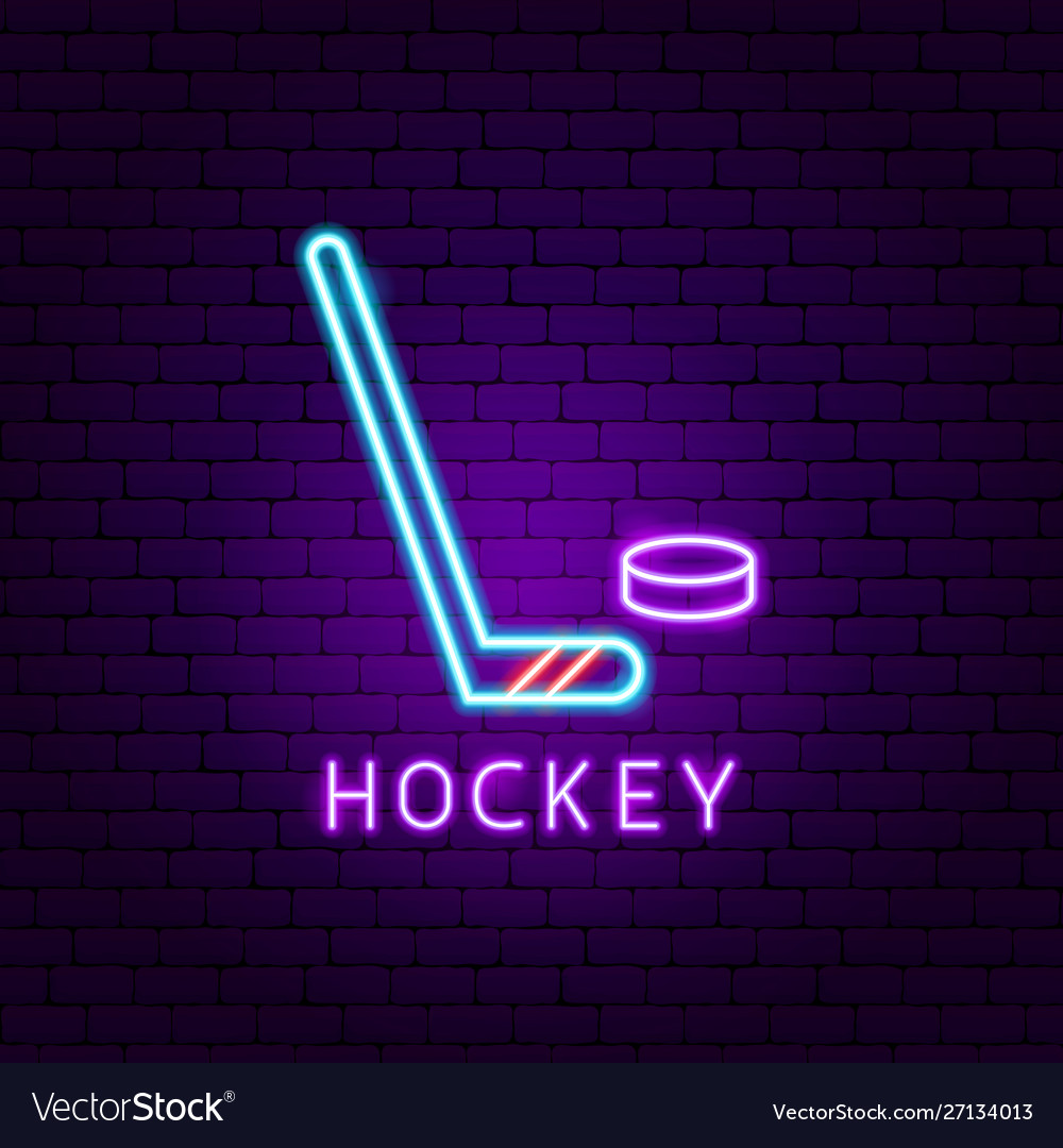 Hockey Game Neon Label Royalty Free Vector Image