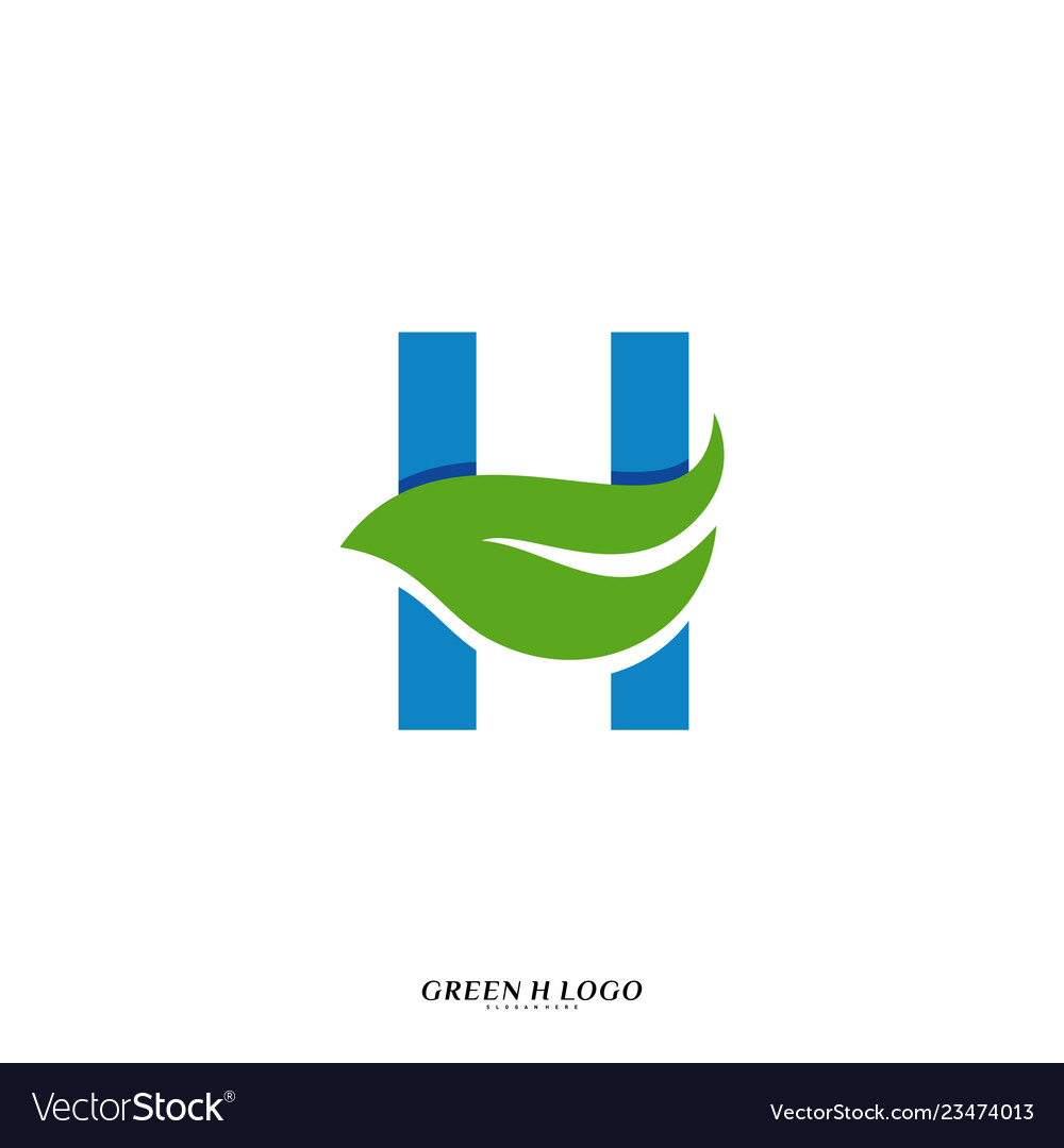 Letter h with leaf logo design concept initial