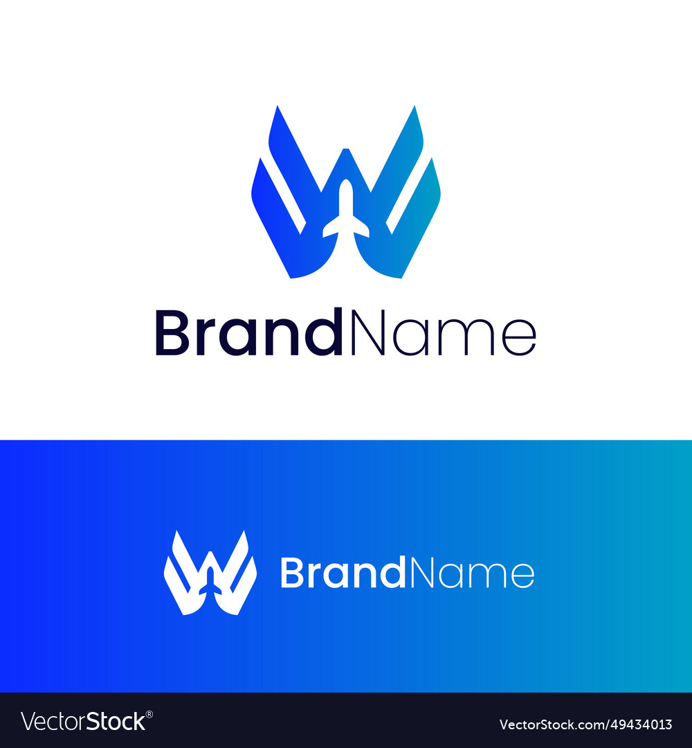 Letter w airplane wing logo design