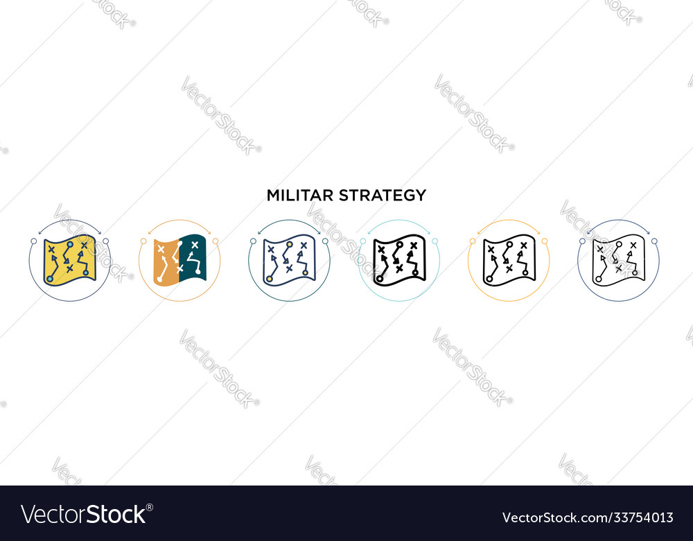 Militar strategy icon in filled thin line outline