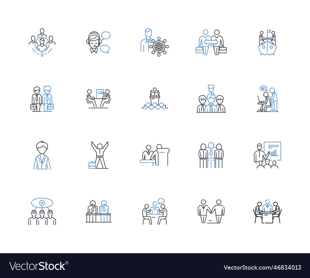 Servants line icons collection subordinate Vector Image