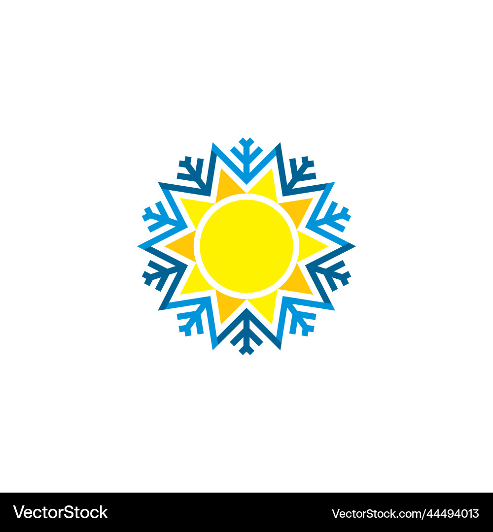 Sun and snowflake air conditioner logo icon Vector Image
