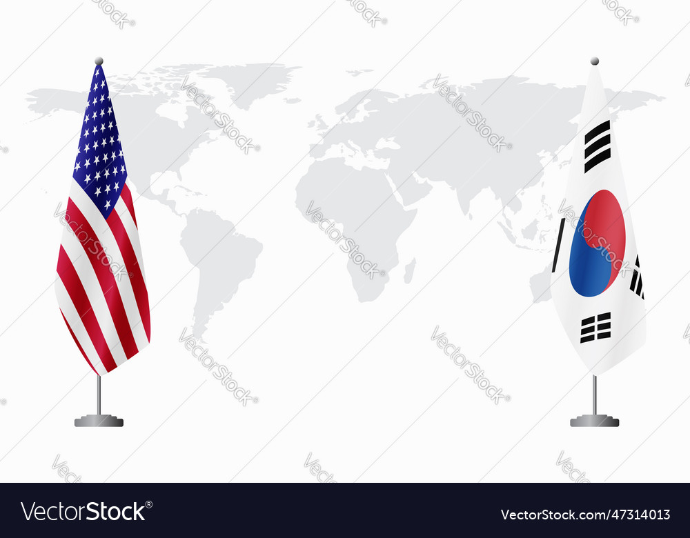 United states and south korea flags for official