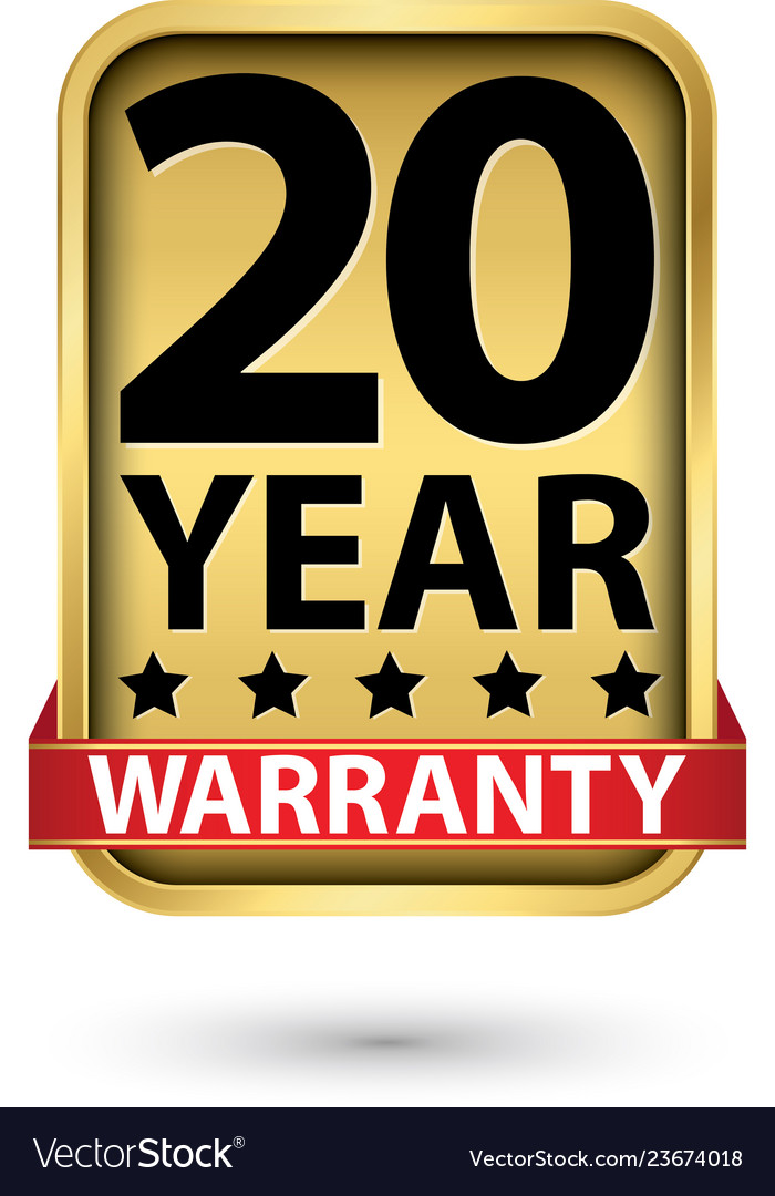 20 year warranty golden label Royalty Free Vector Image