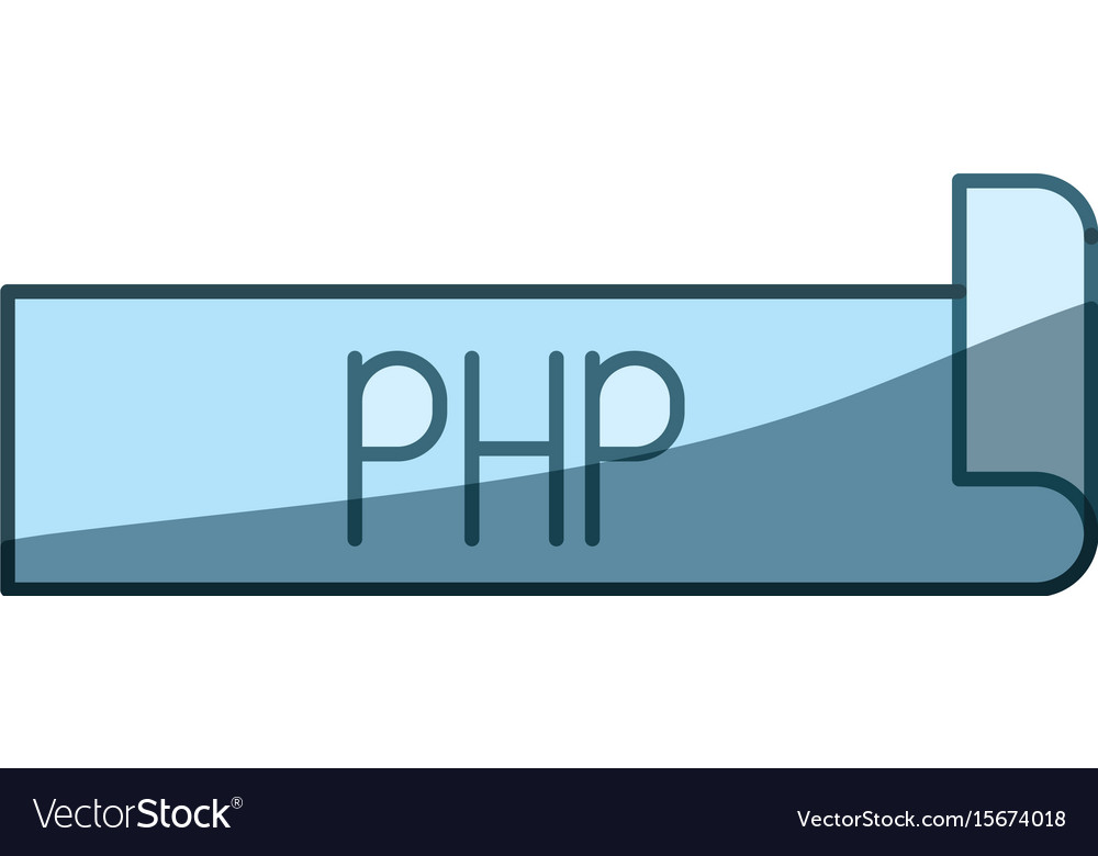 Blue shading silhouette label text of php Vector Image