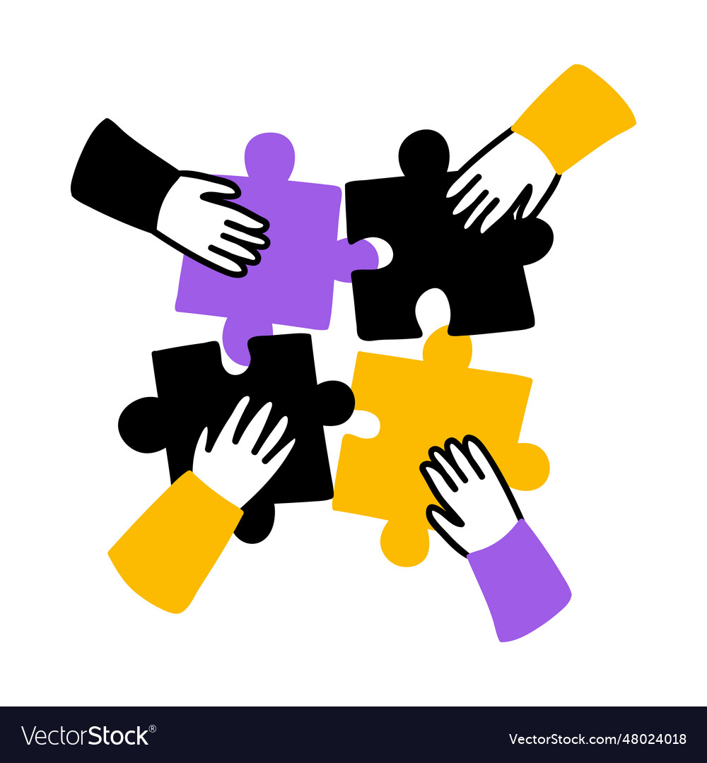 Cartoon color teamwork concept Royalty Free Vector Image