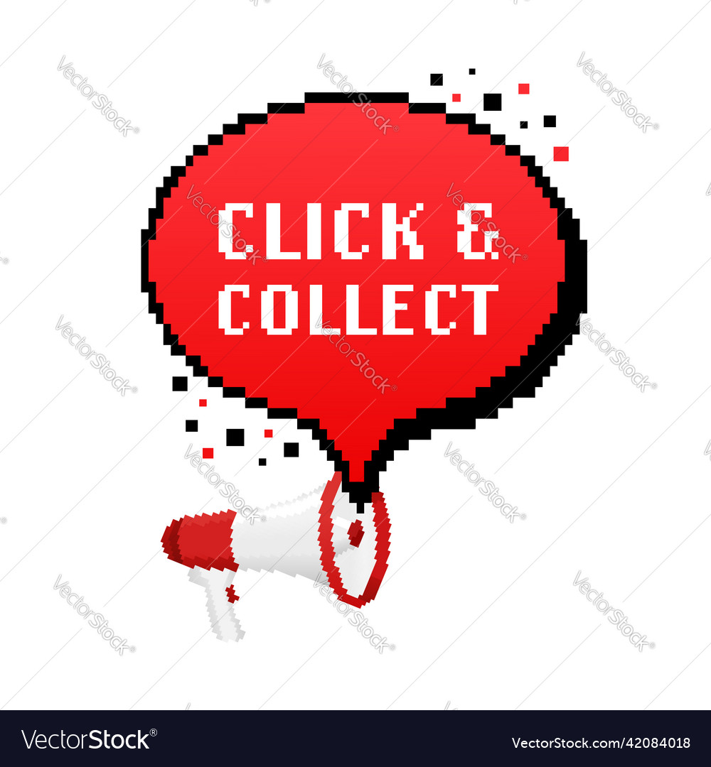 Click and collect megaphone in pixel style web