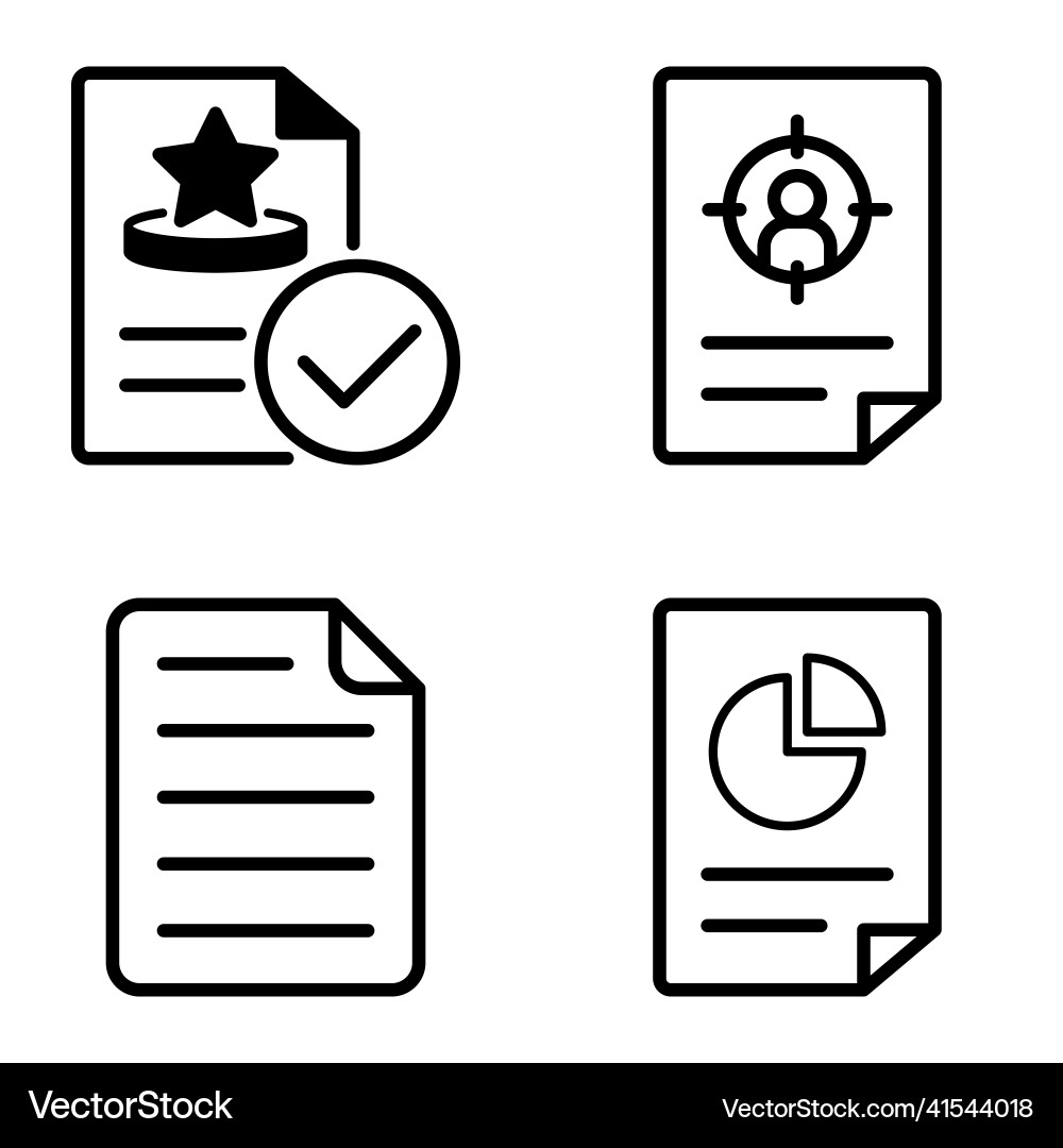 Docs1-2 flat icon set isolated on white background