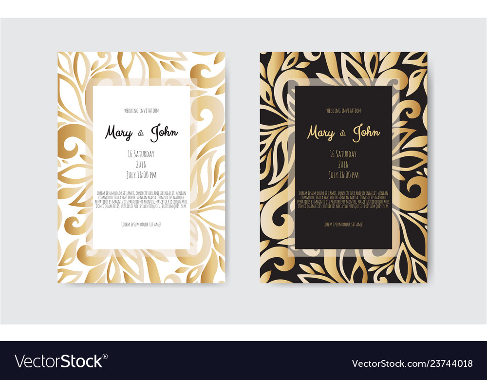 Golden invitation with floral elements Royalty Free Vector