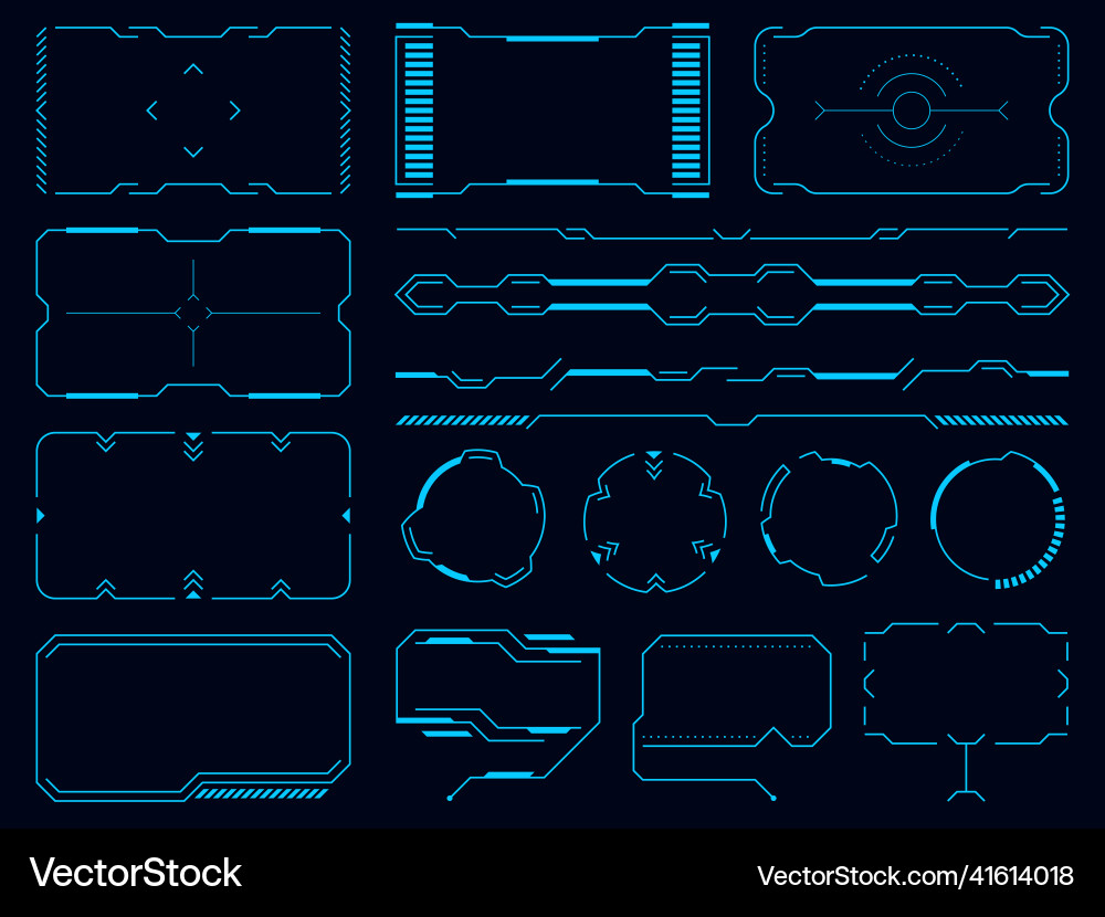 Hud sci fi user interface elements futuristic Vector Image