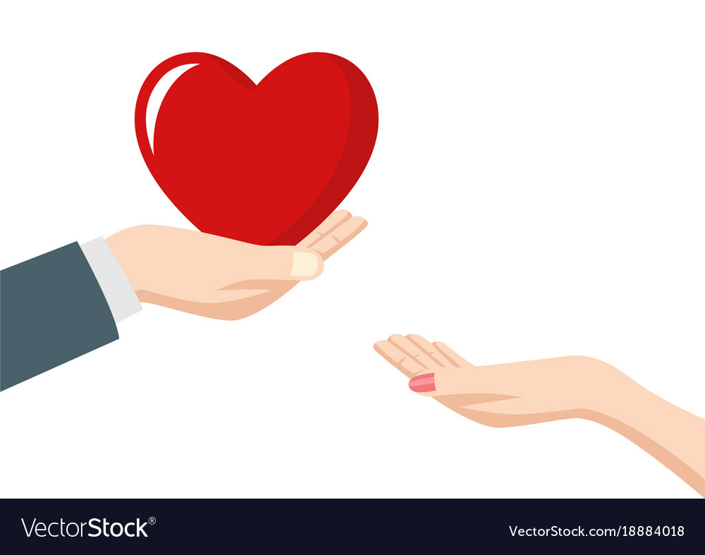 Give A Heart To The Emporer Man giving heart to a woman Royalty Free Vector Image
