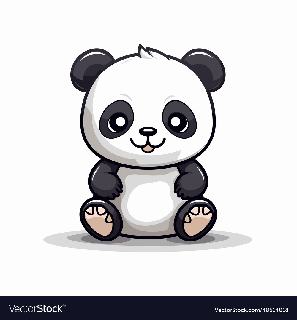 Cute panda cartoon hand drawn style Royalty Free Vector