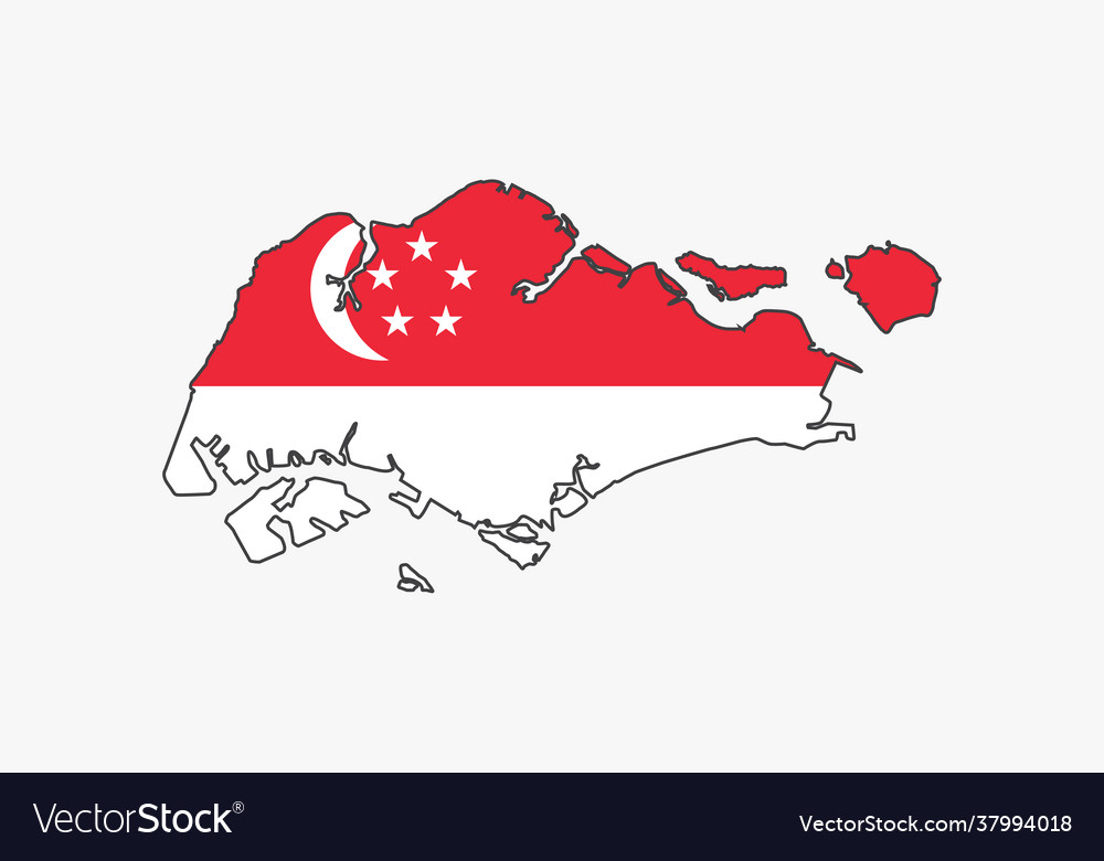 Singapore map flag design on white background Vector Image