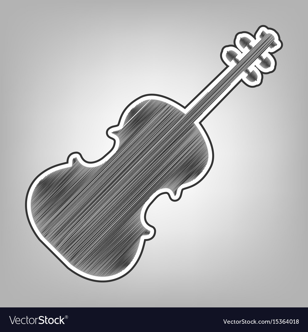 Violin Sign Pencil Sketch Royalty Free Vector Image