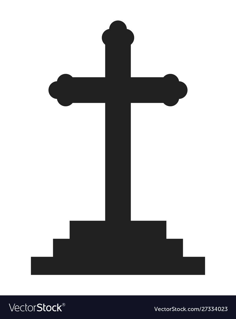 Cemetery cross christianity isolated icon Vector Image