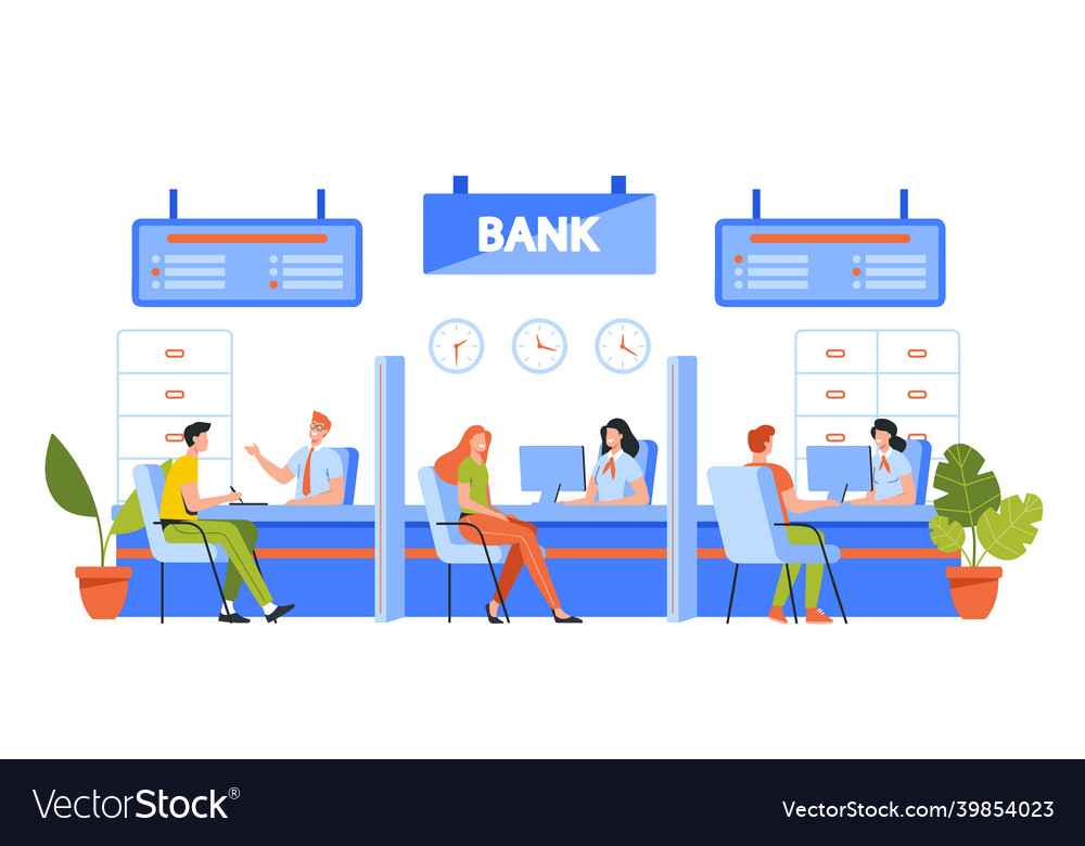 Characters use banking finance services people Vector Image