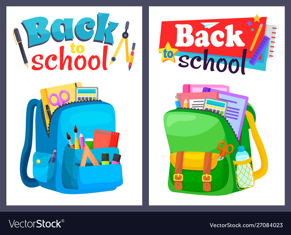 Colored school backpack back