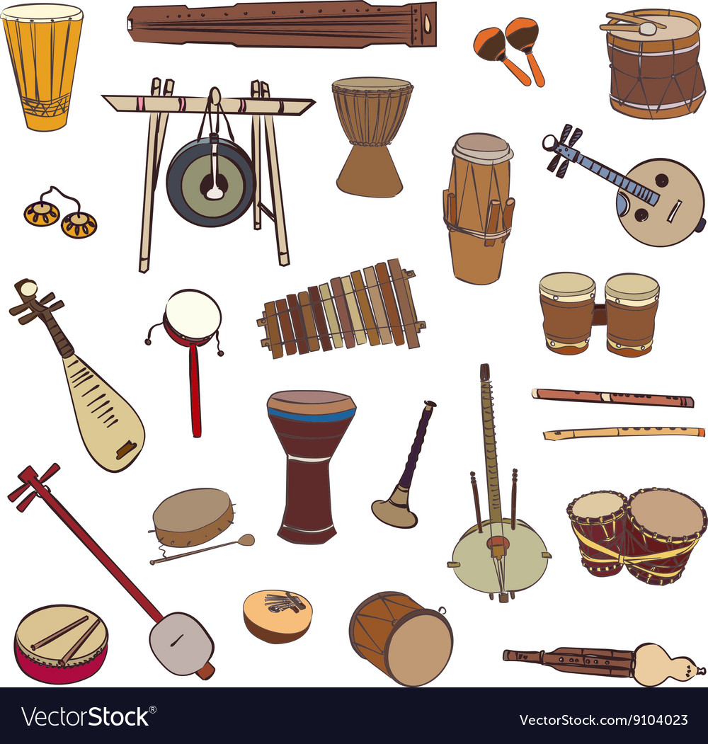 Traditional music store instruments