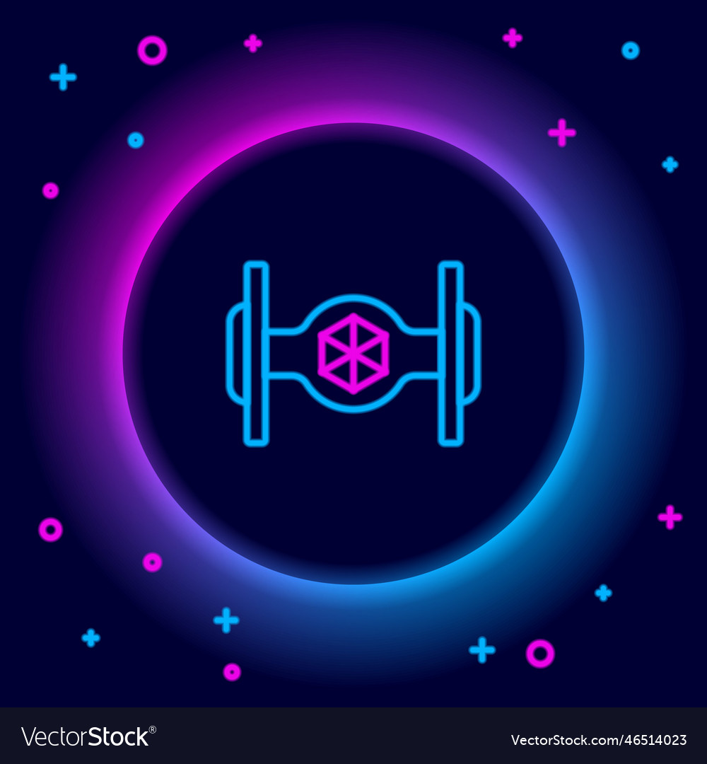 Glowing neon line cosmic ship icon isolated on Vector Image