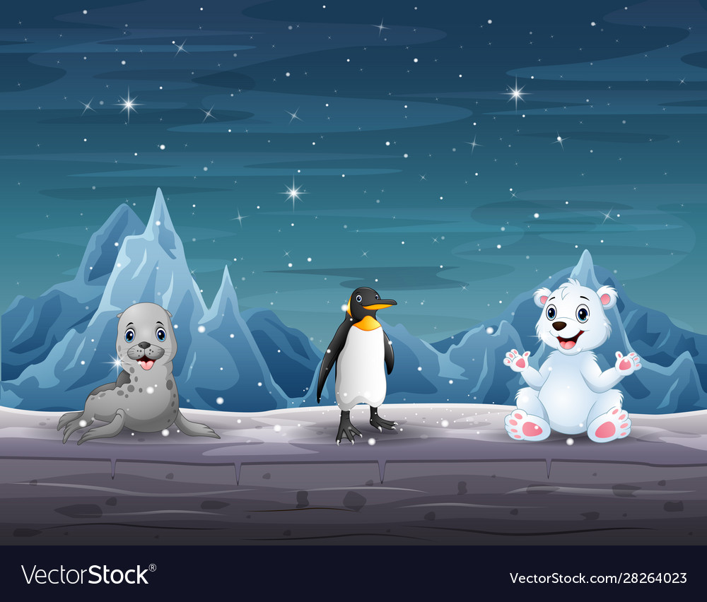 Many animals in north pole Royalty Free Vector Image Many animals in north pole Royalty Free Vector Image