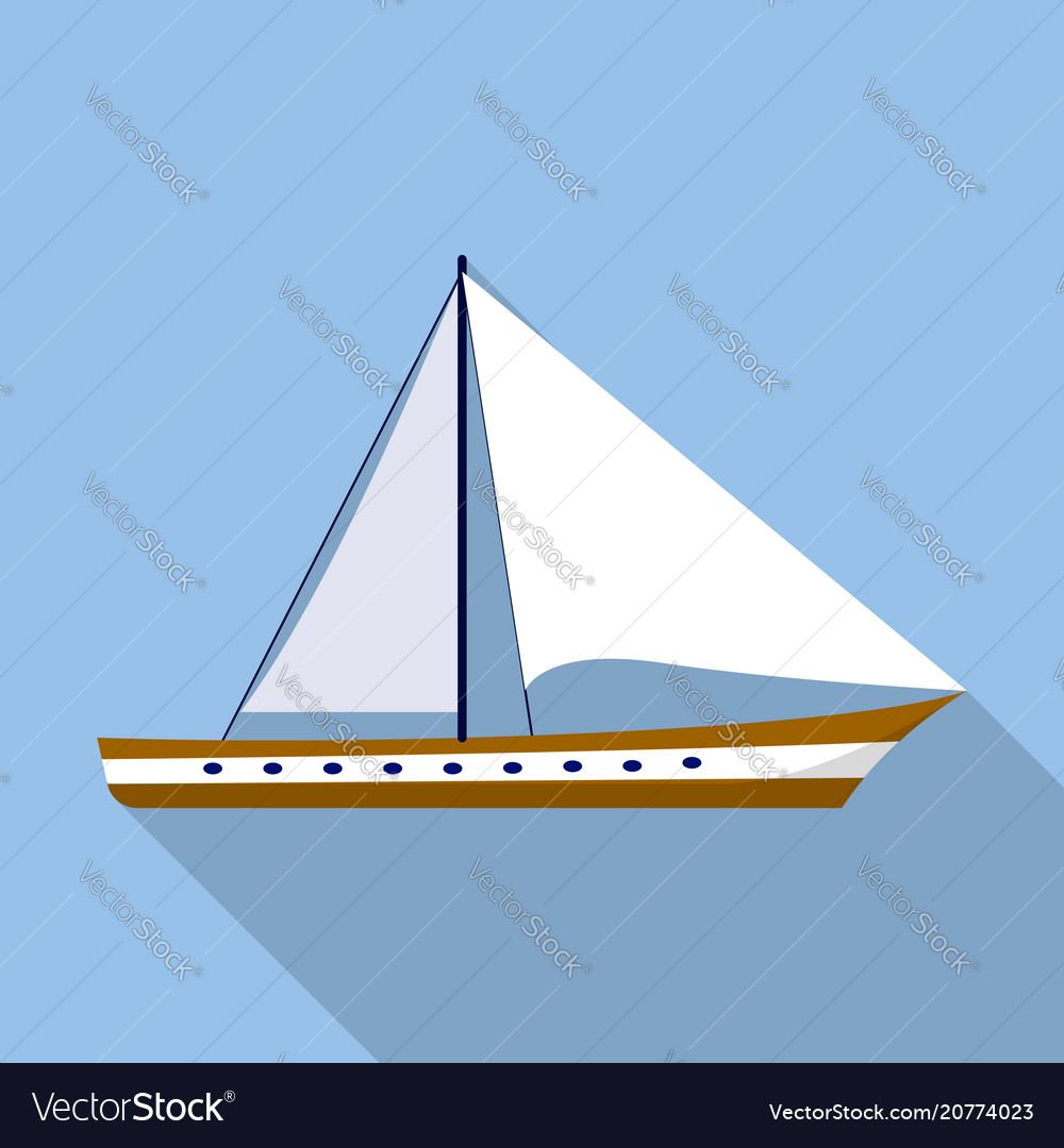 Sail boat icon flat style Royalty Free Vector Image