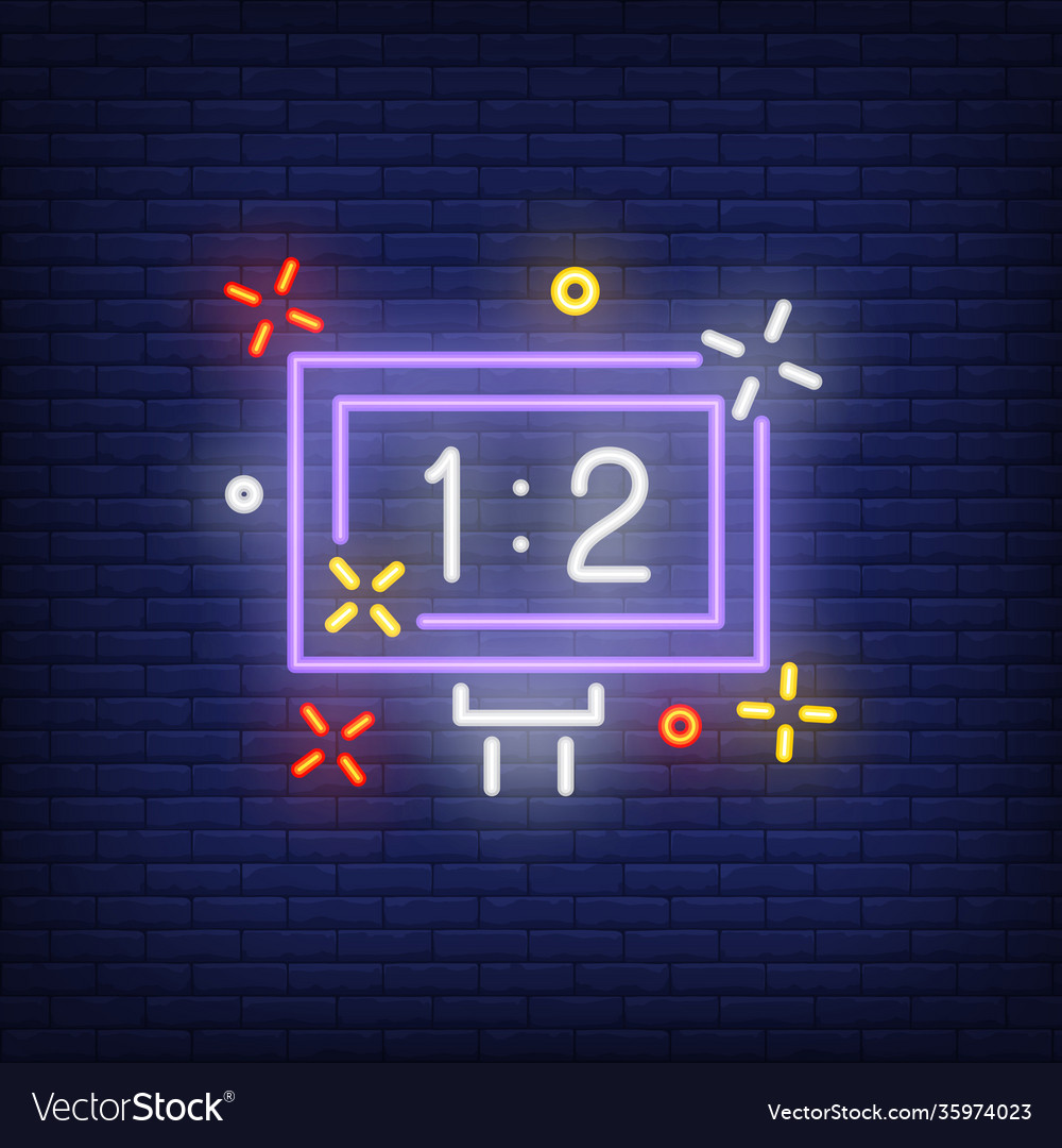 Scoreboard on brick background neon style Vector Image