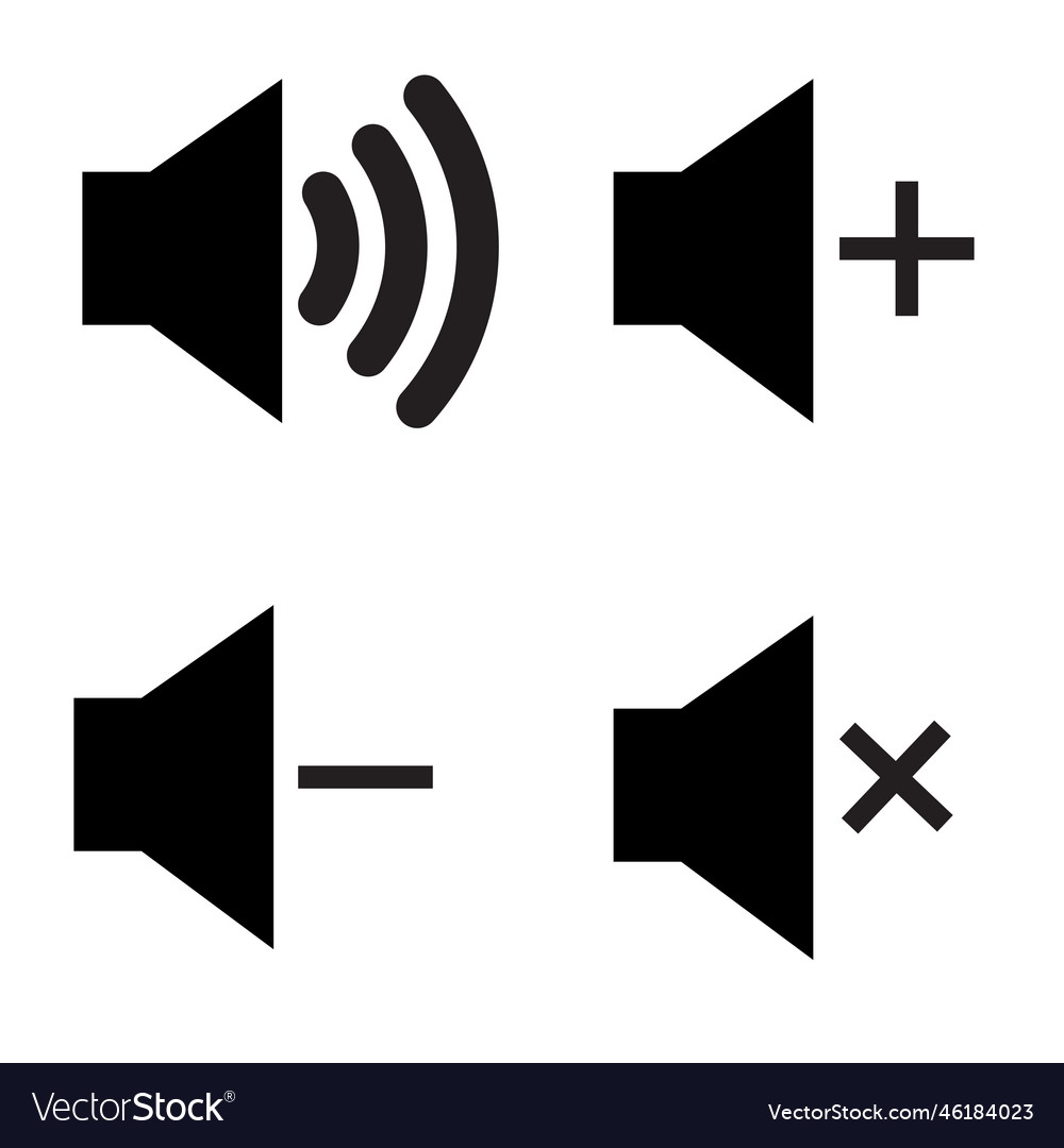 Sound button set icons on and off volume up Vector Image