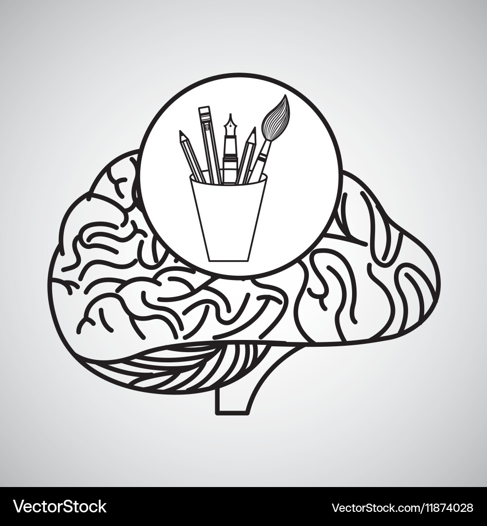 Accessories brain school knowledge Royalty Free Vector Image