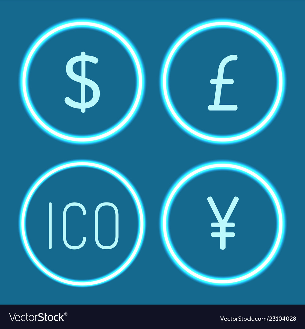 Bitcoin and chinese yen dollar icons set