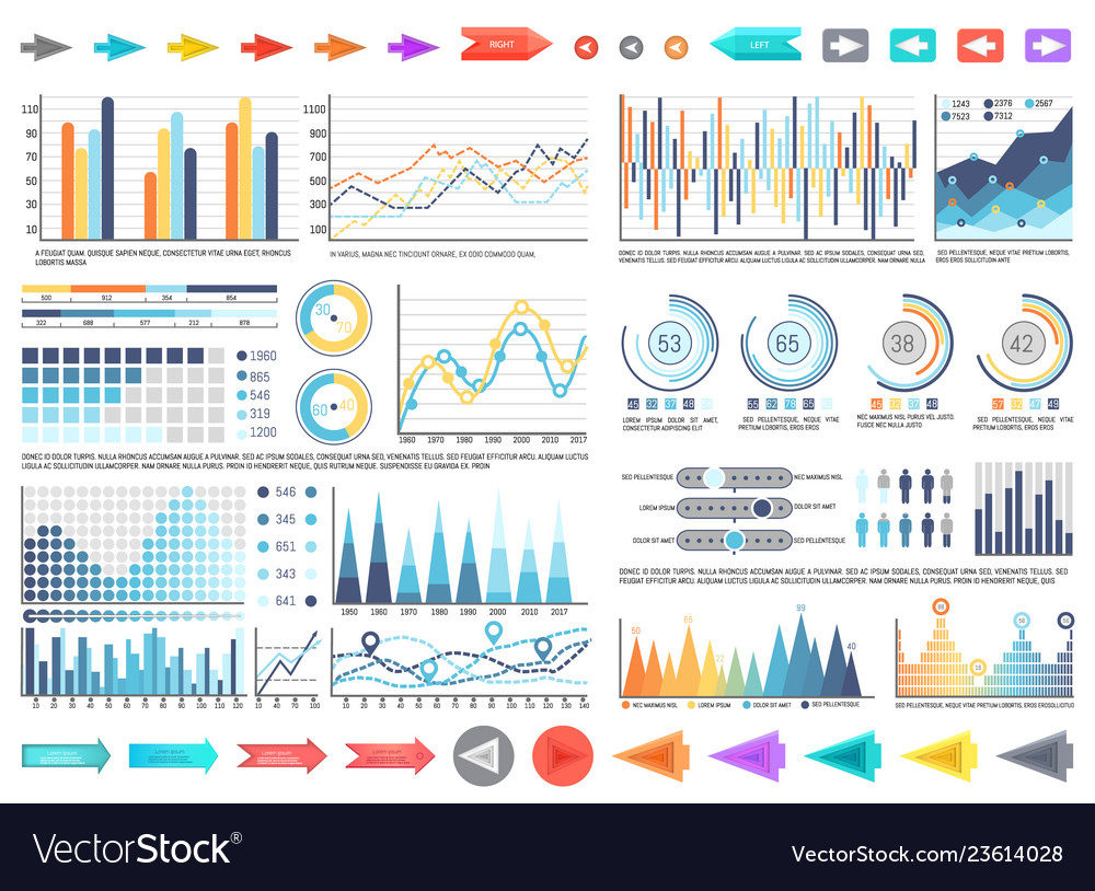 Charts And Pie Diagrams With Numbers Information Vector Image