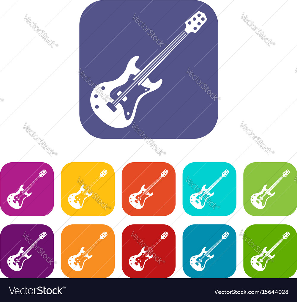 Classical electric guitar icons set flat Vector Image