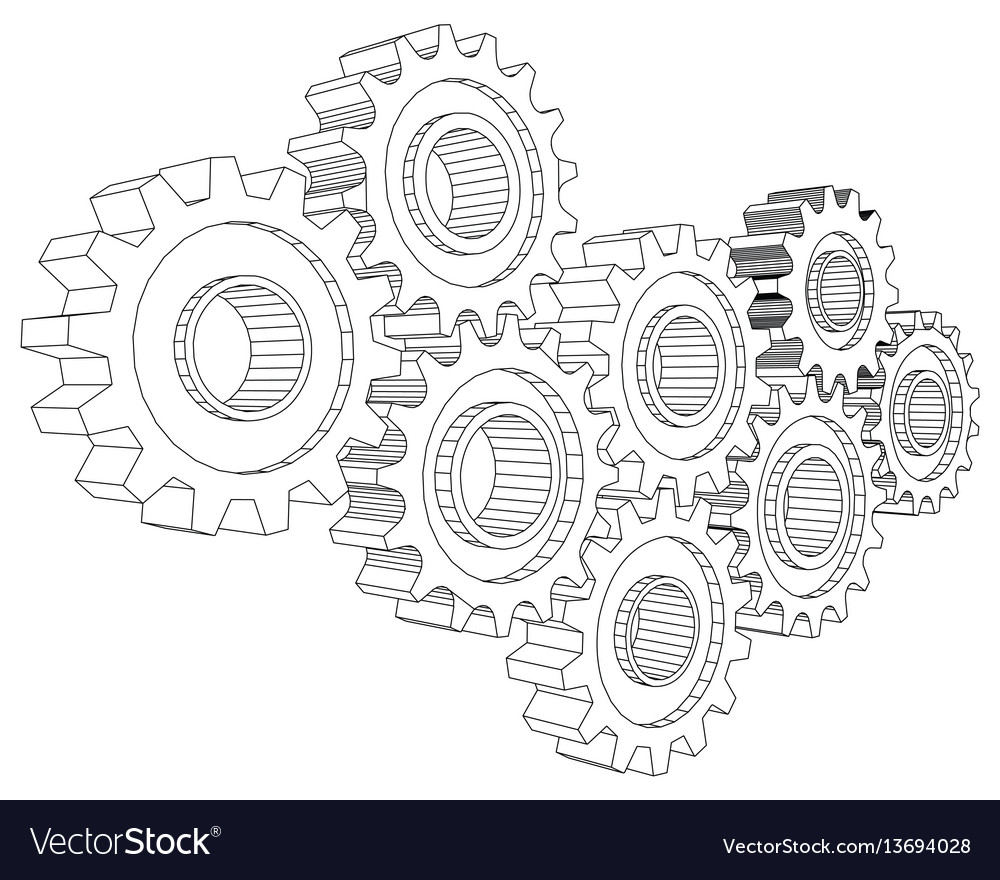 Mechanical gears 3d model stock illustration. Illustration of wheel -  109174635