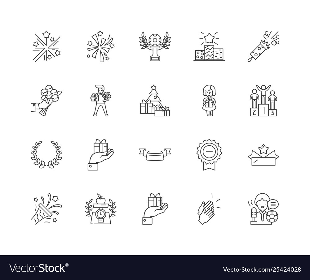 Congratulation line icons signs set