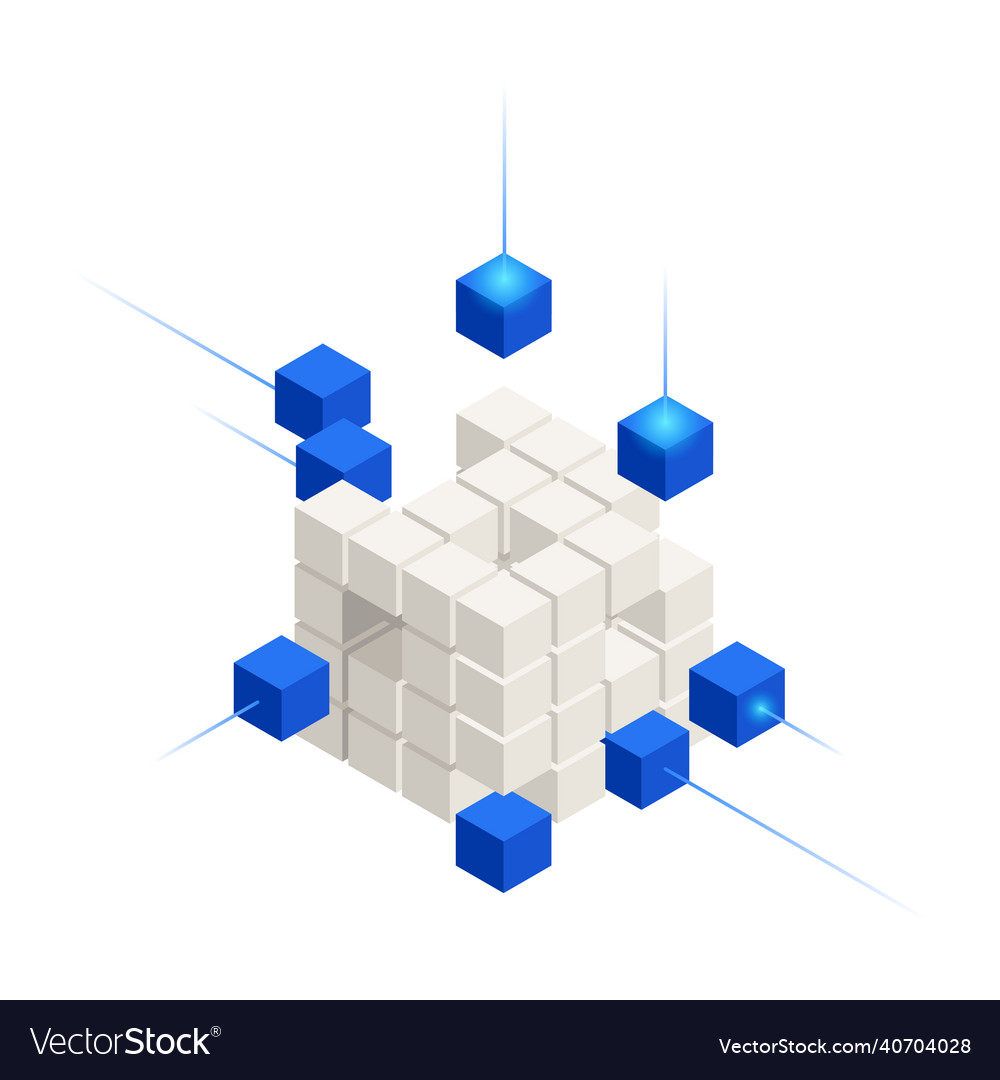 Data parts cube composition Royalty Free Vector Image