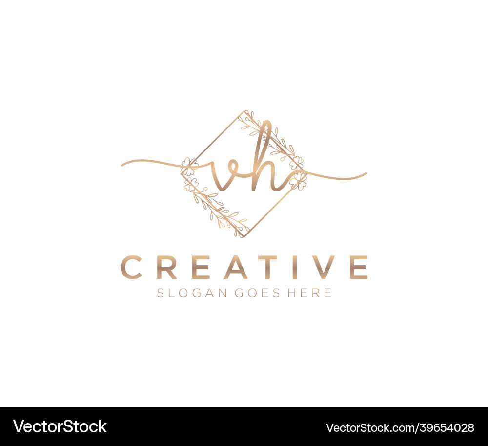 Initial Vh Feminine Logo Beauty Monogram Vector Image