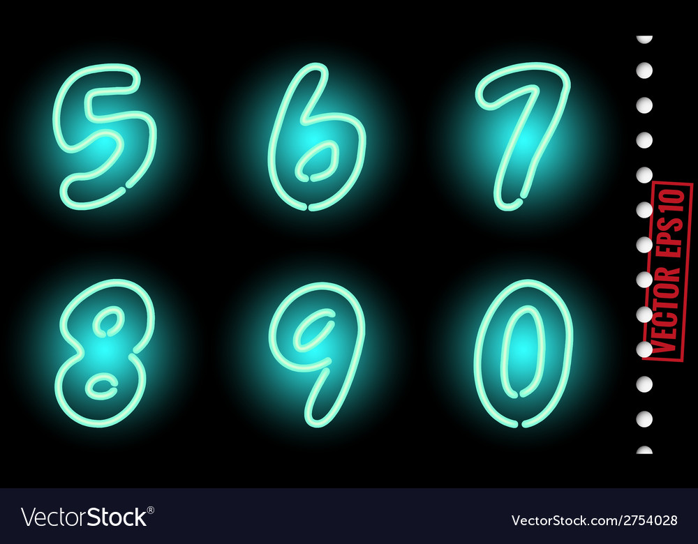 Neon numbers Royalty Free Vector Image - VectorStock