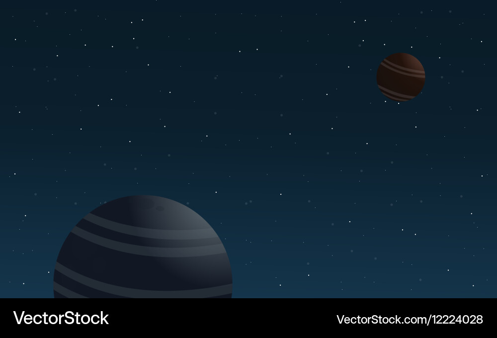 Planet and star on outer space landscape Vector Image